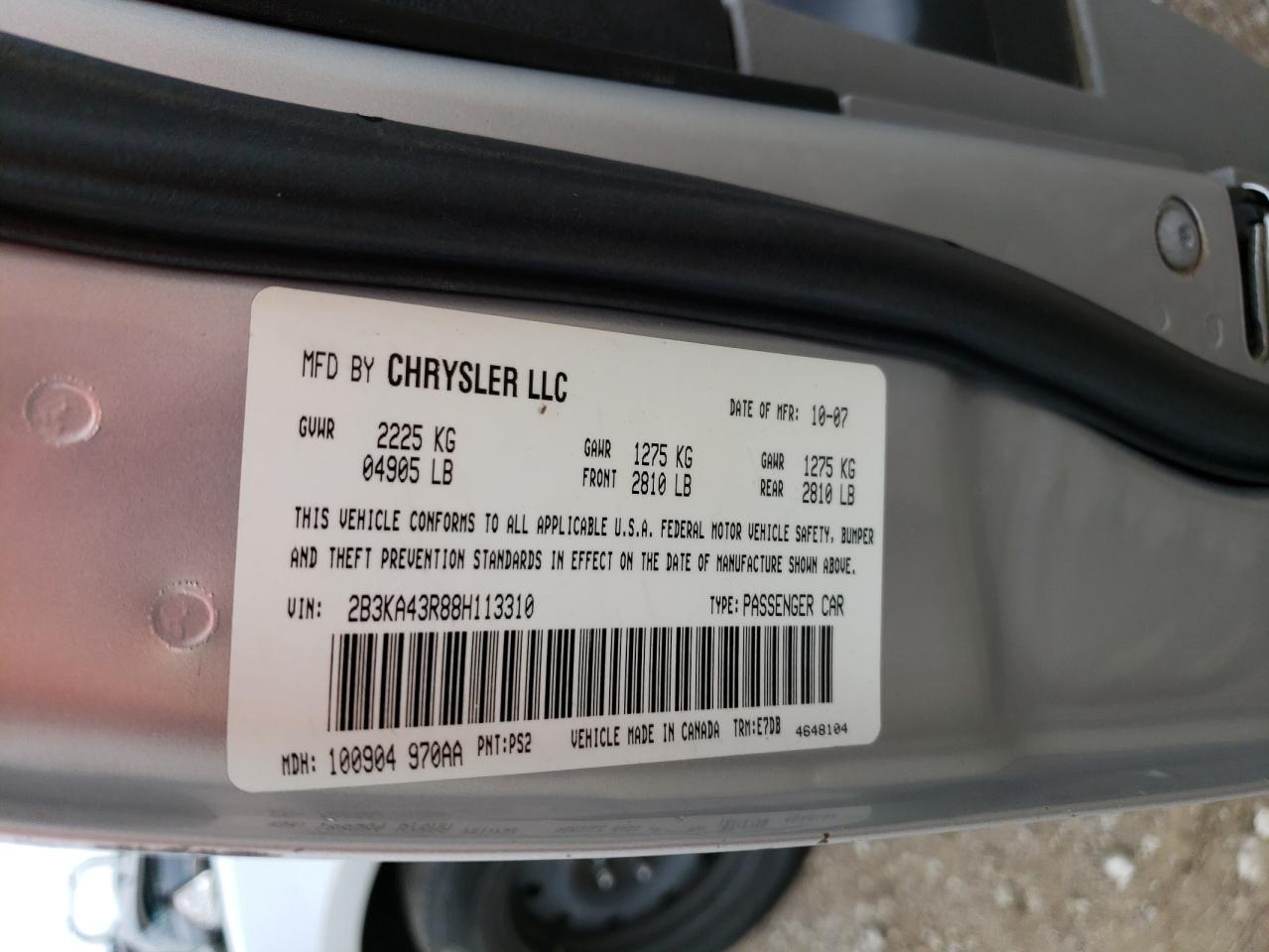 2B3KA43R88H113310 2008 Dodge Charger