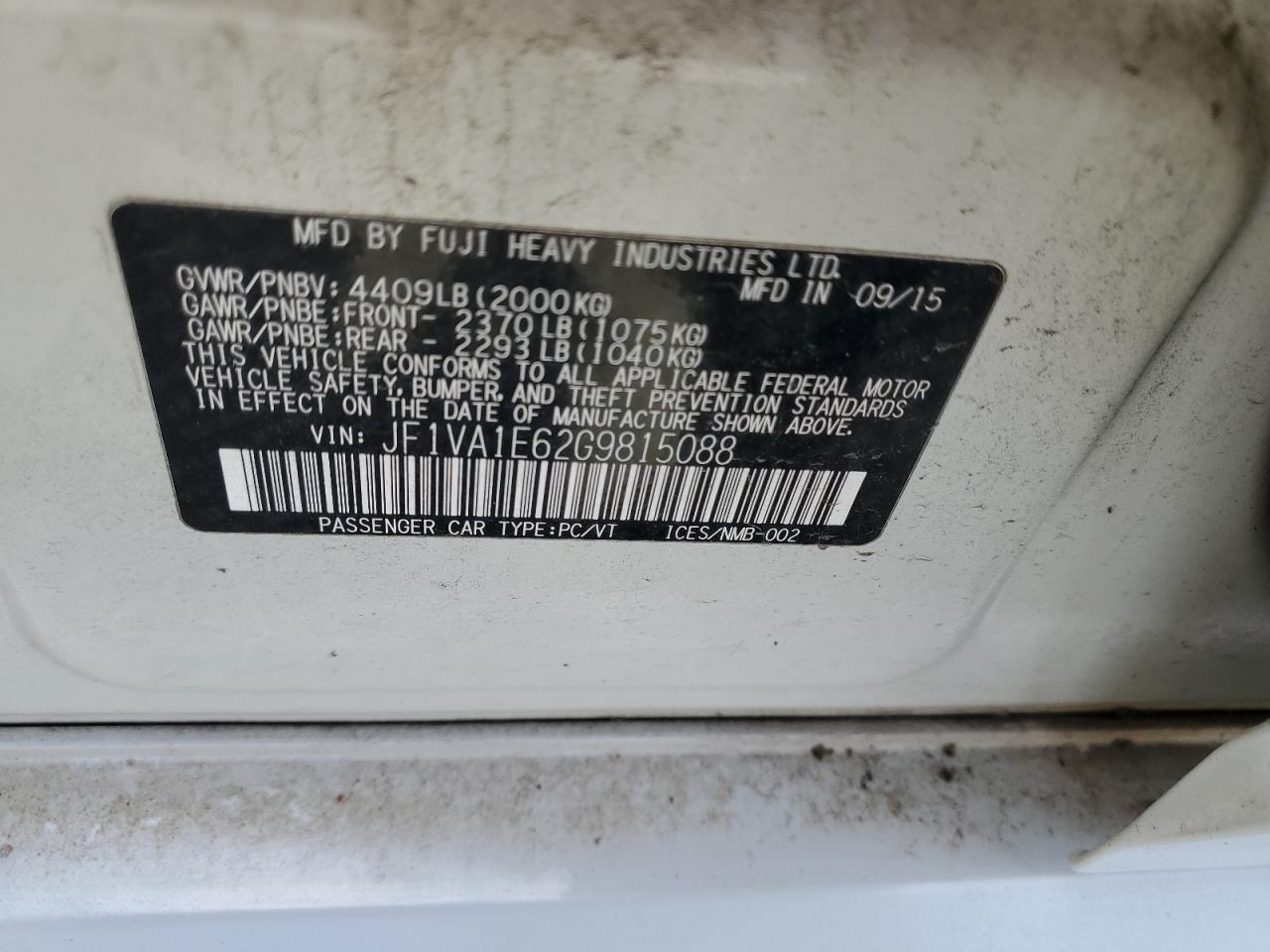 JF1VA1E62G9815088 2016 Subaru Wrx Premium