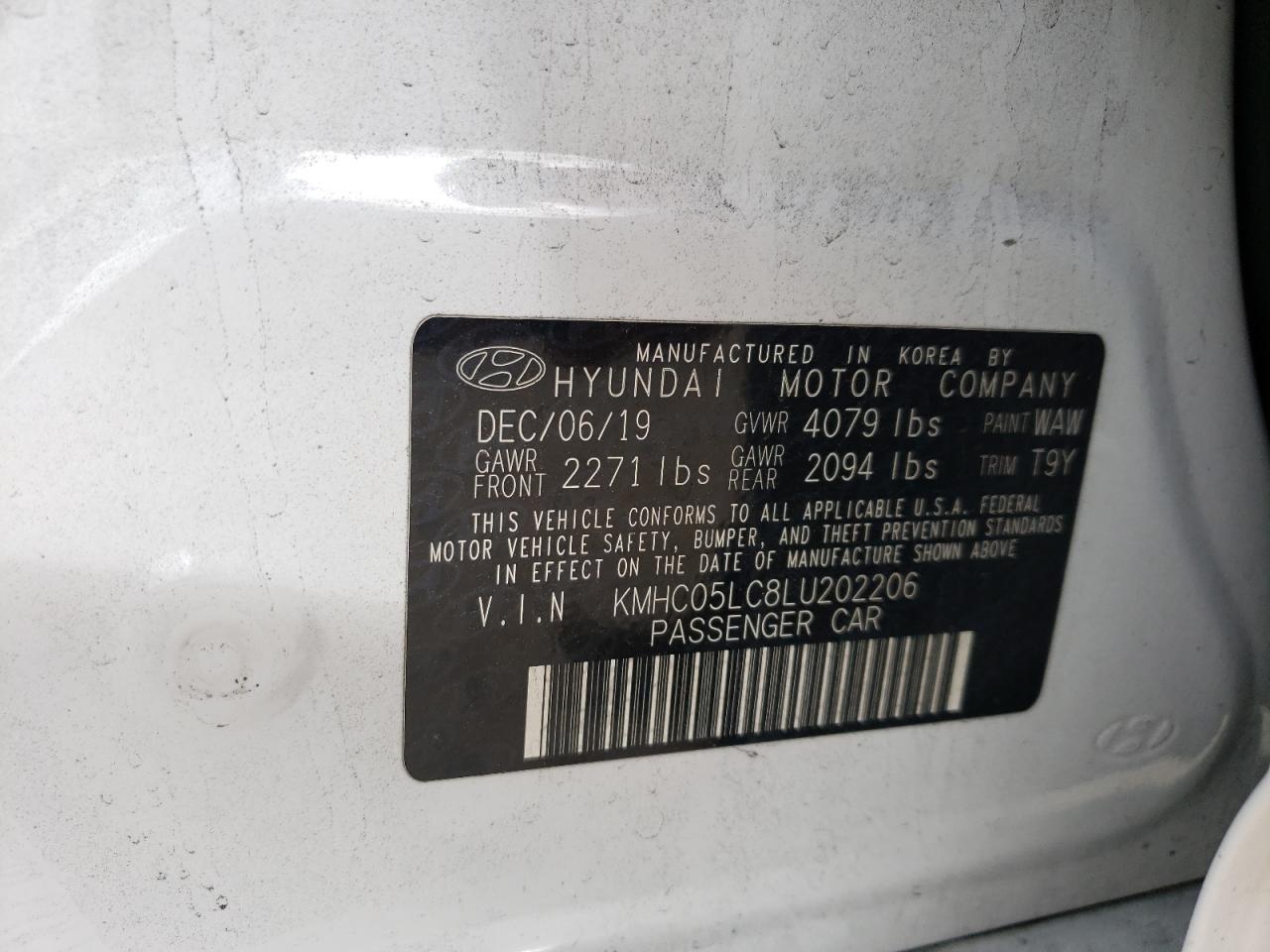 KMHC05LC8LU202206 2020 Hyundai Ioniq Limited