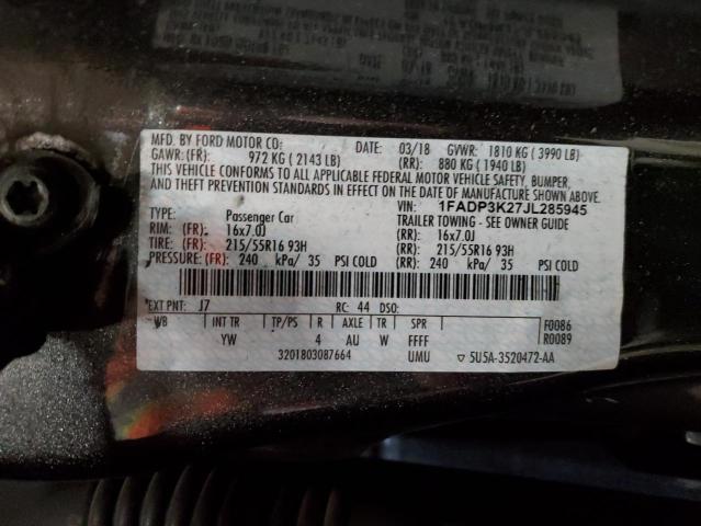 2018 FORD FOCUS SE - 1FADP3K27JL285945