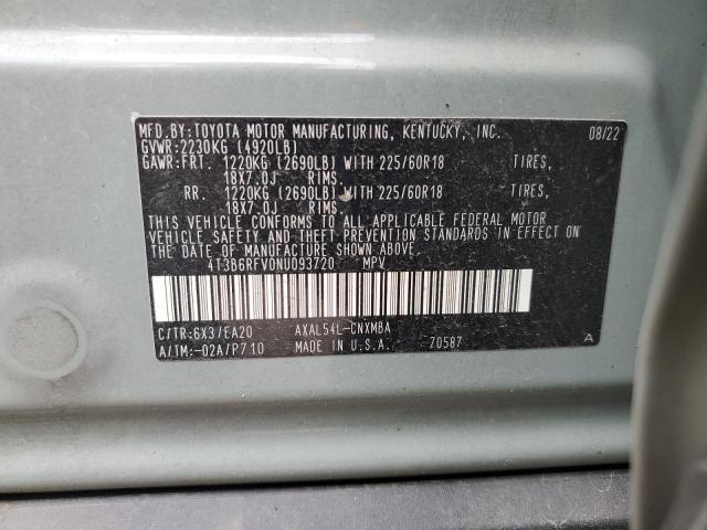 2022 Toyota Rav4 Xle Premium VIN: 4T3B6RFV0NU093720 Lot: 59068454