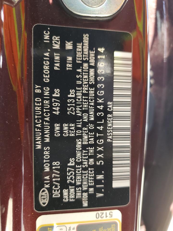 5XXGT4L34KG333614 2019 Kia Optima Lx