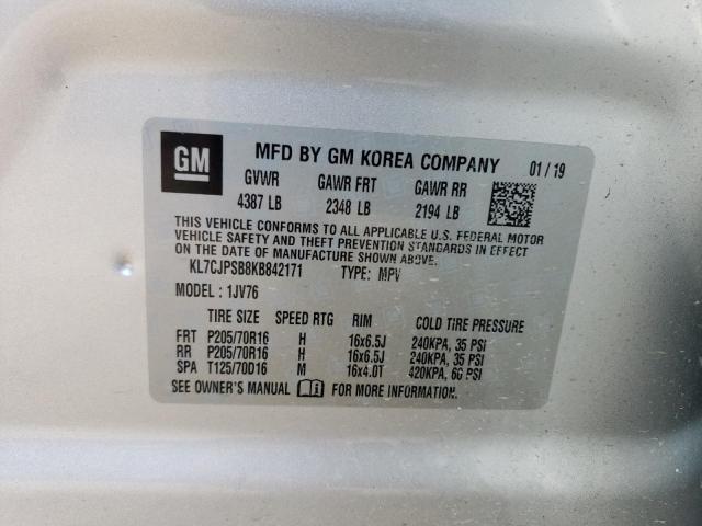 2019 CHEVROLET TRAX 1LT - KL7CJPSB8KB842171