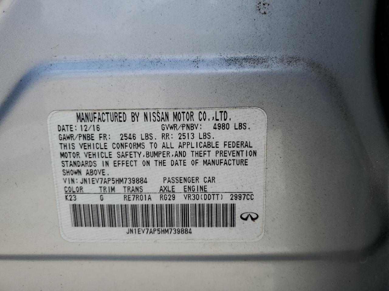 JN1EV7AP5HM739884 2017 Infiniti Q50 Premium