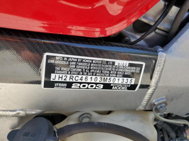 2003 HONDA VFR800 JH2RC46103M501335