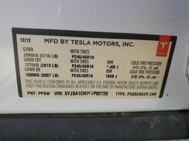 5YJSA1CN7CFP02728 2012 Tesla Model S