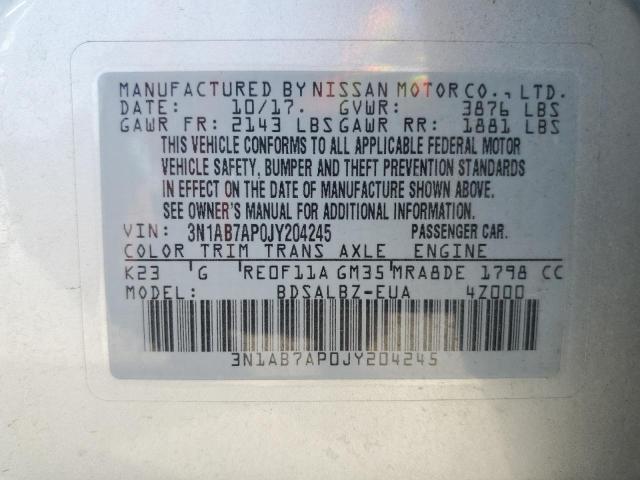 2018 Nissan Sentra S VIN: 3N1AB7AP0JY204245 Lot: 60764584