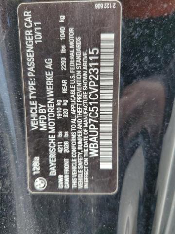 2012 BMW 128 I VIN: WBAUP7C51CVP23115 Lot: 57872864