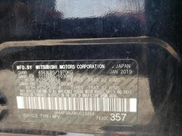 2019 Mitsubishi Outlander Sport Es VIN: JA4AP3AU0KU023464 Lot: 60605134