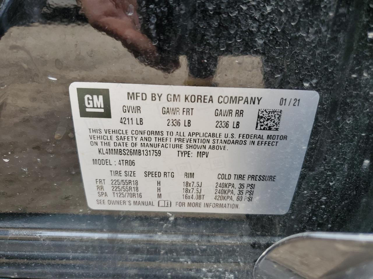 KL4MMBS26MB131759 2021 Buick Encore Gx Preferred