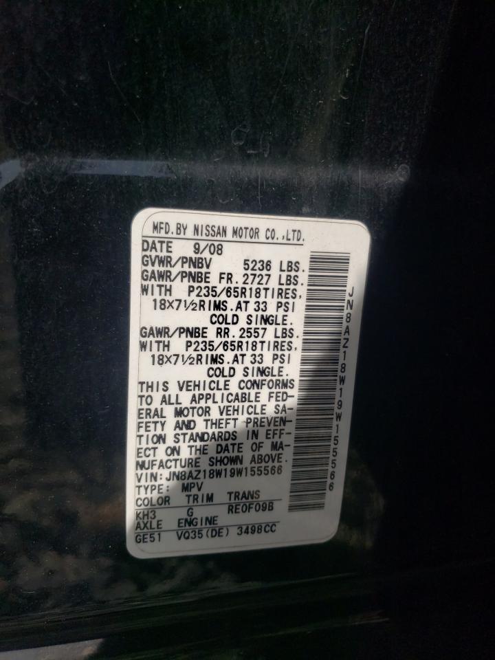 JN8AZ18W19W155566 2009 Nissan Murano S