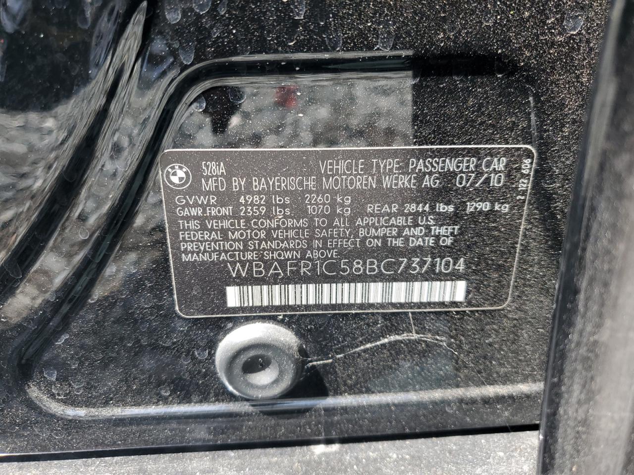 WBAFR1C58BC737104 2011 BMW 528 I