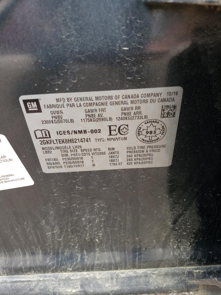 2GKFLTEK8H6214741 2017 GMC Terrain Sle