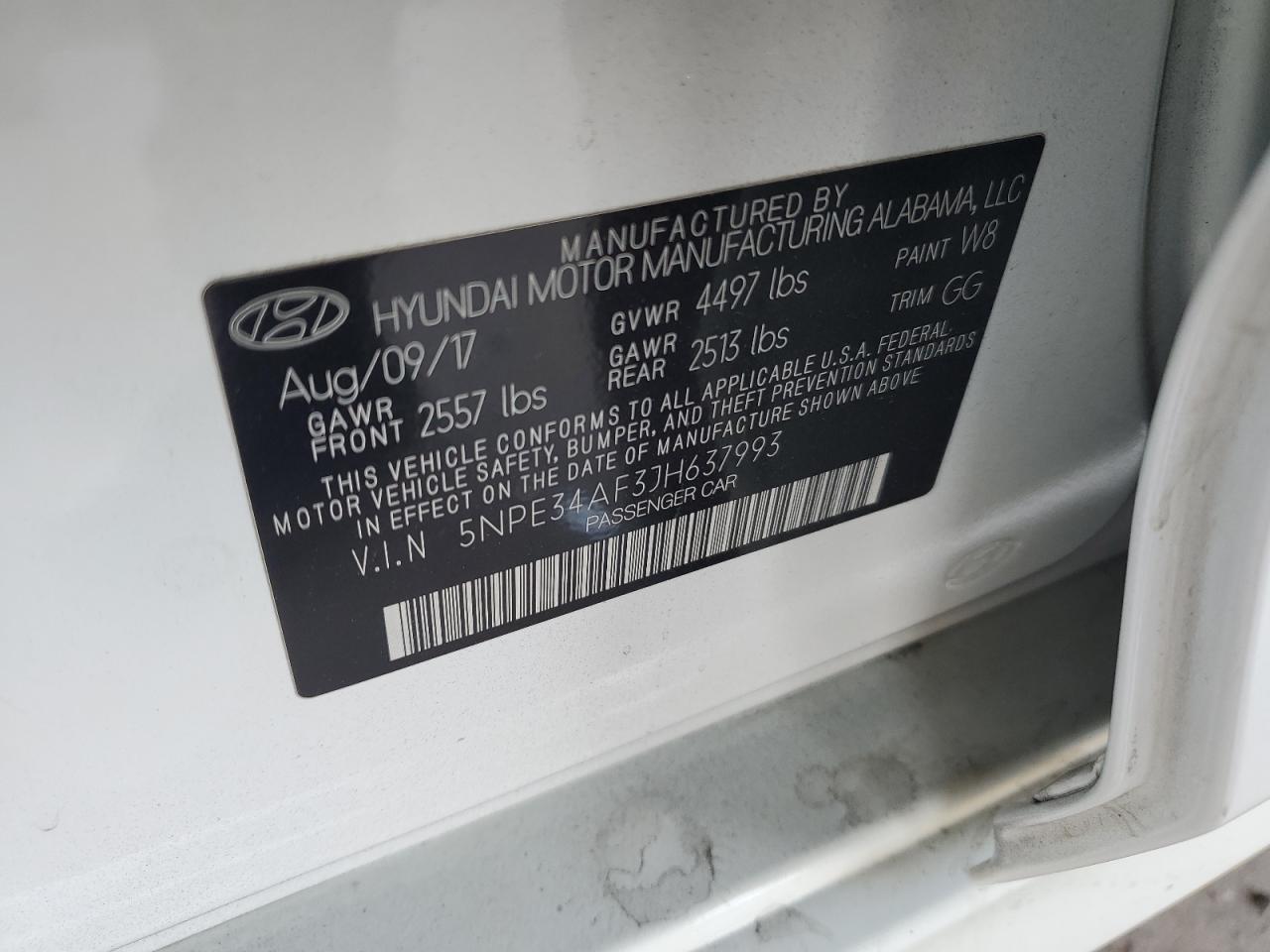 5NPE34AF3JH637993 2018 Hyundai Sonata Sport