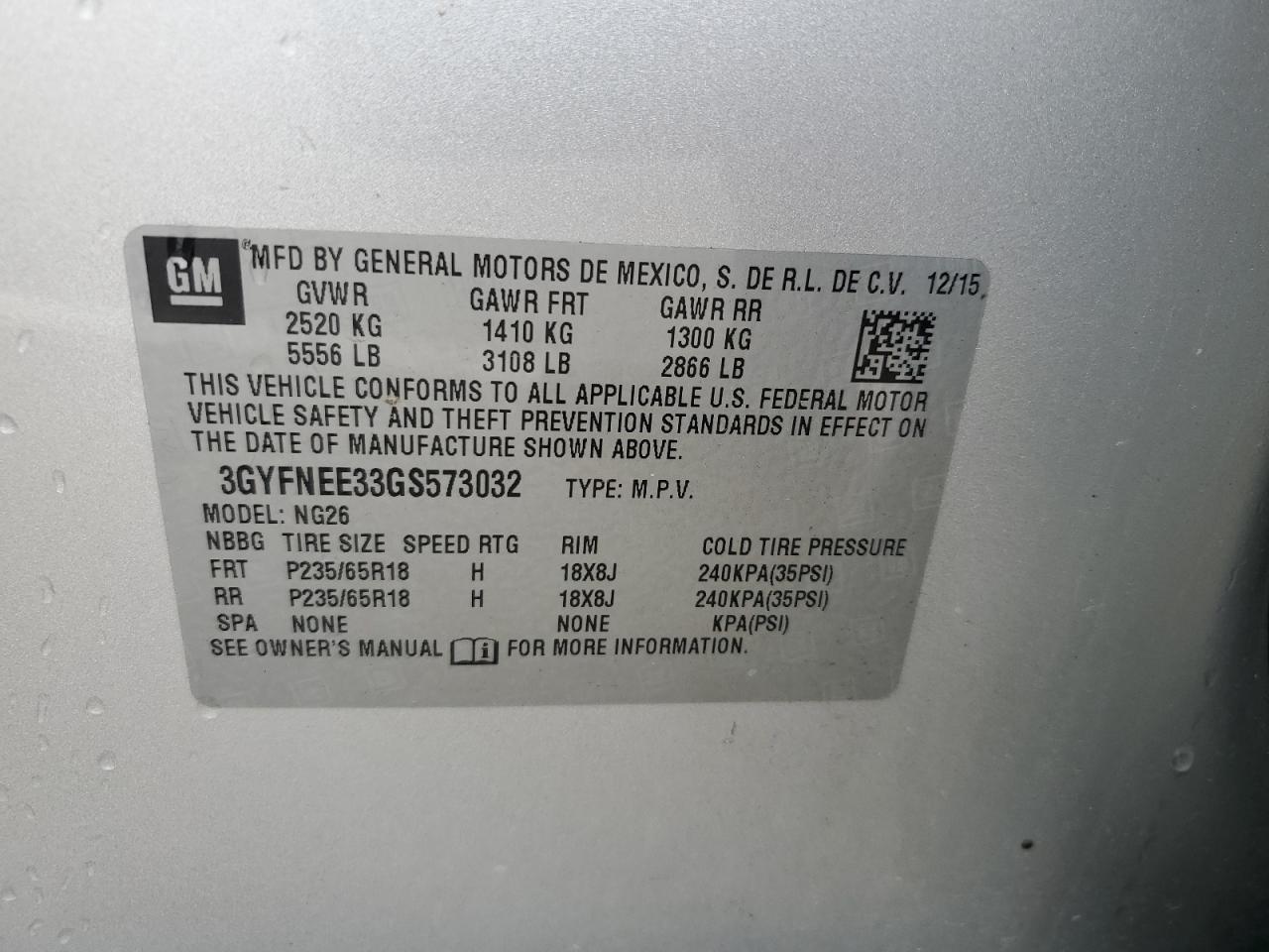 3GYFNEE33GS573032 2016 Cadillac Srx Luxury Collection