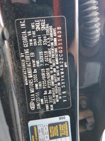 2012 Kia Sorento Sx VIN: 5XYKW4A22CG211438 Lot: 58309764