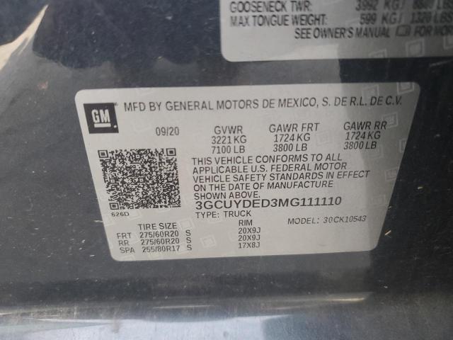 2021 CHEVROLET SILVERADO - 3GCUYDED3MG111110