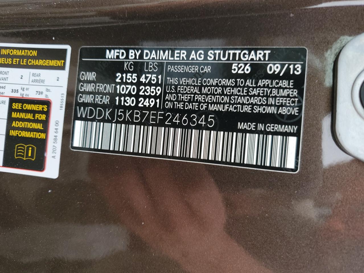 WDDKJ5KB7EF246345 2014 Mercedes-Benz E 350