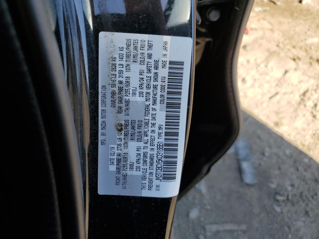 JM3TCBCY5K0318661 2019 Mazda Cx-9 Touring