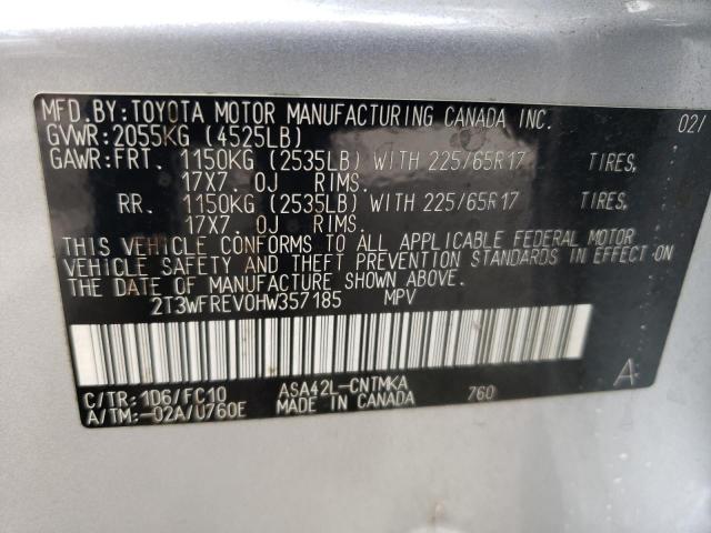 2017 Toyota Rav4 Xle VIN: 2T3WFREV0HW357185 Lot: 59772634