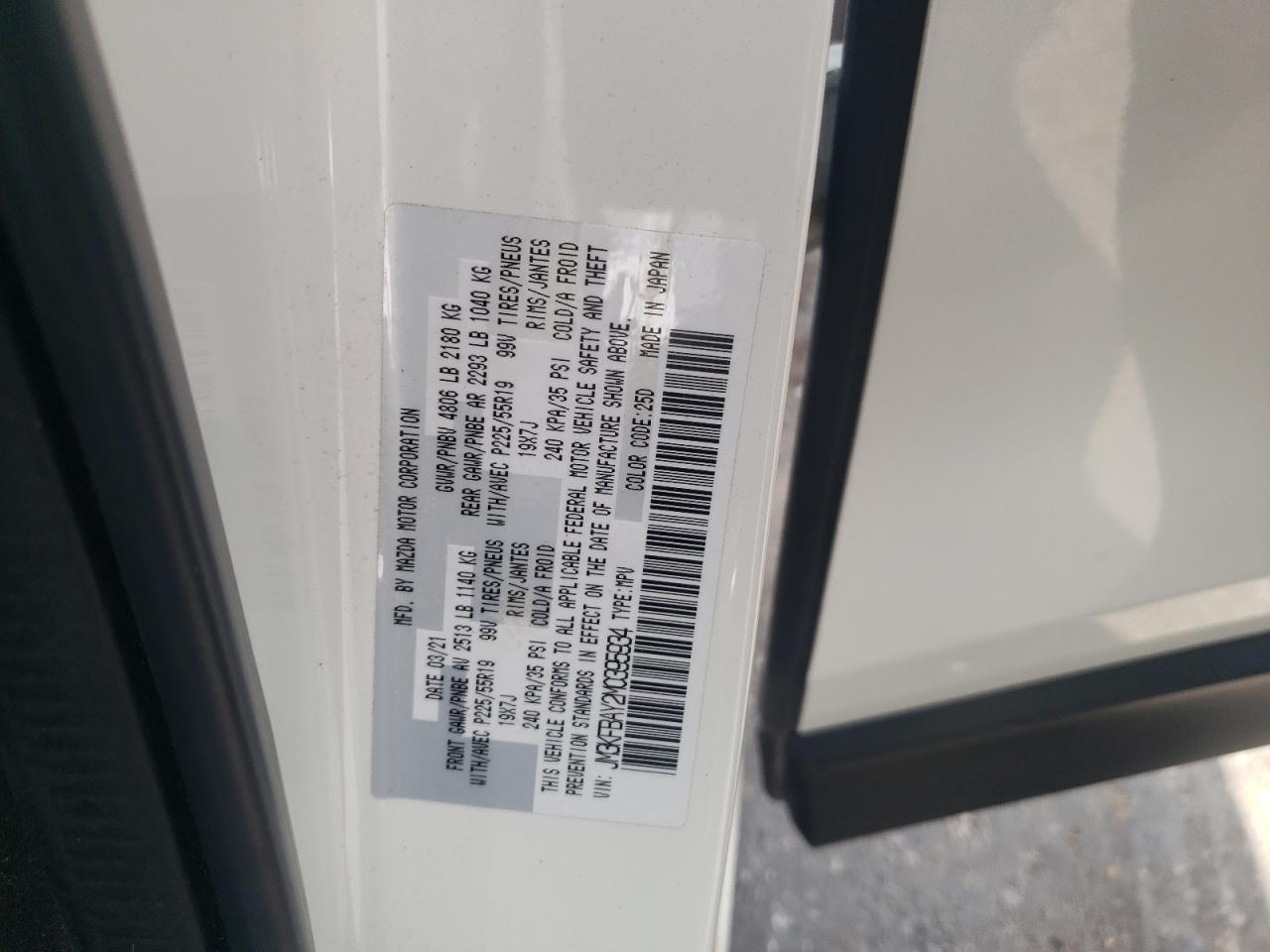 JM3KFBAY2M0395934 2021 Mazda Cx-5 Grand Touring Reserve