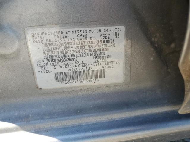 2016 Nissan Versa S VIN: 3N1CN7AP9GL896916 Lot: 58899924