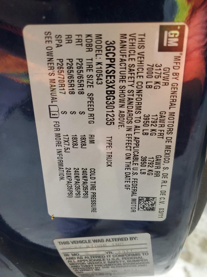 3GCPKSE3XBG301235 2011 Chevrolet Silverado K1500 Lt