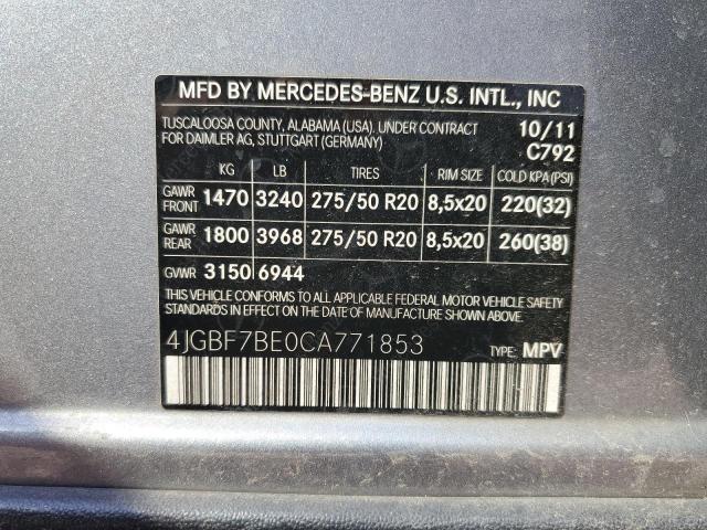 2012 Mercedes-Benz Gl 450 4Matic VIN: 4JGBF7BE0CA771853 Lot: 60144134