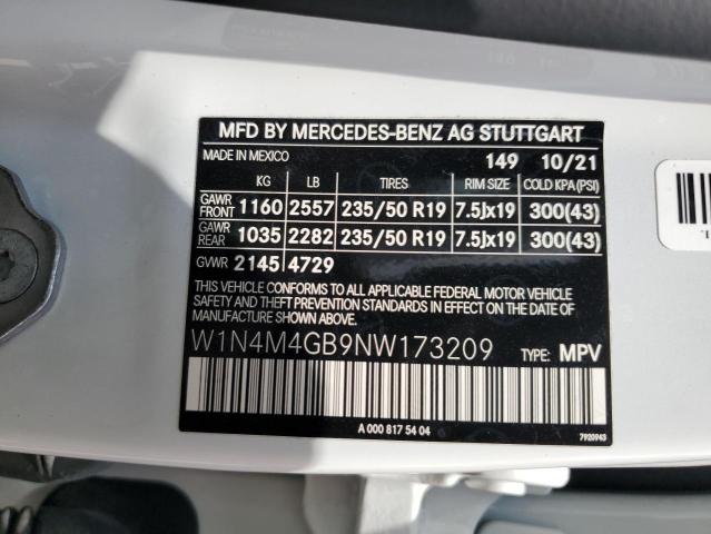 2022 Mercedes-Benz Glb 250 VIN: W1N4M4GB9NW173209 Lot: 57257474