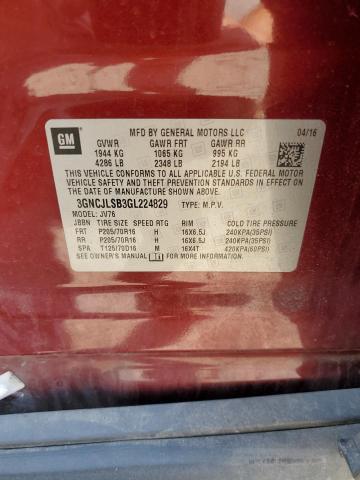 2016 Chevrolet Trax 1Lt VIN: 3GNCJLSB3GL224829 Lot: 57266714