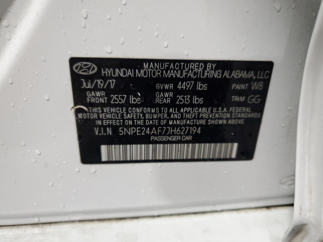 5NPE24AF7JH627194 2018 Hyundai Sonata Se