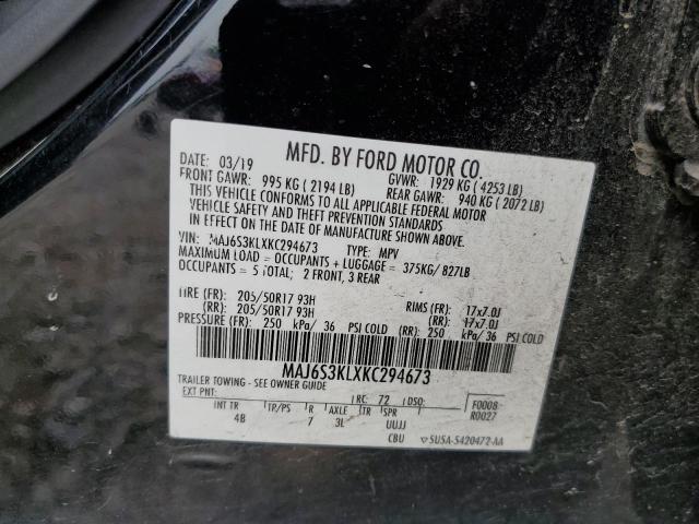 2019 Ford Ecosport Titanium VIN: MAJ6S3KLXKC294673 Lot: 59968214