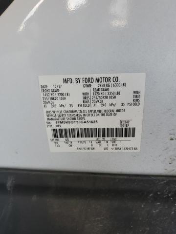 2018 Ford Explorer Sport VIN: 1FM5K8GT3JGA51625 Lot: 59078534