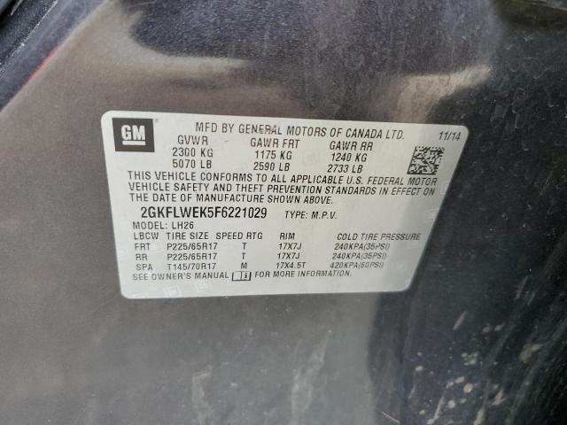 2015 GMC Terrain Sle VIN: 2GKFLWEK5F6221029 Lot: 58616534