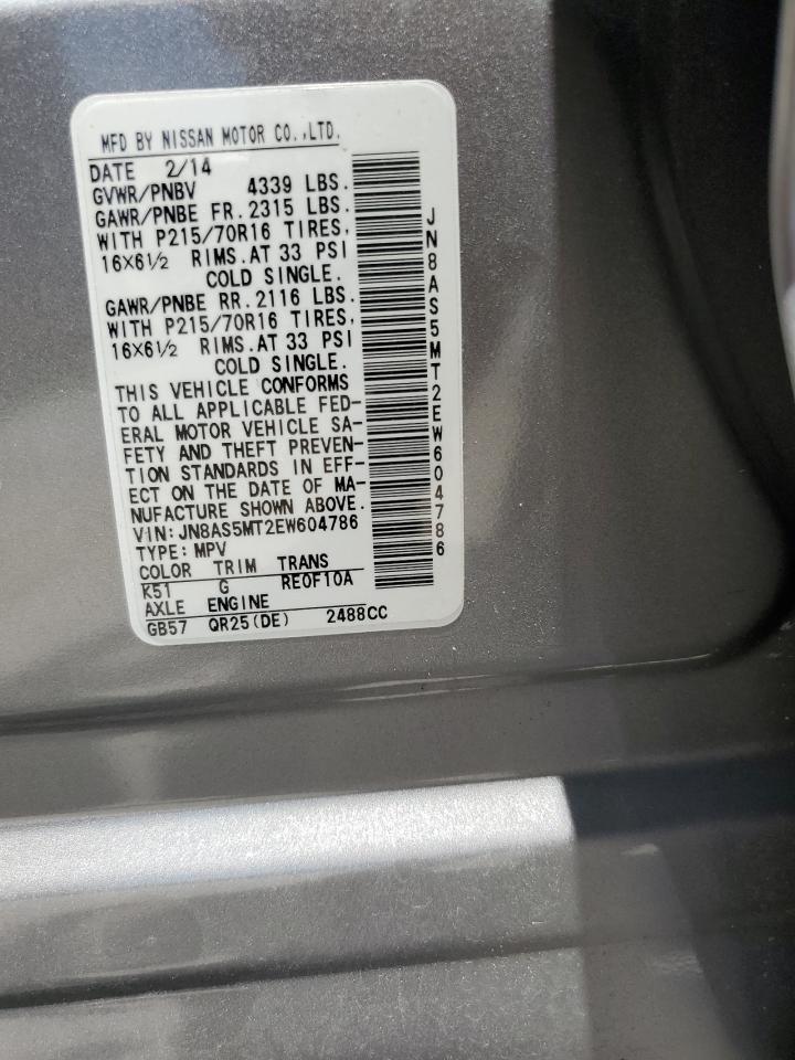 JN8AS5MT2EW604786 2014 Nissan Rogue Select S