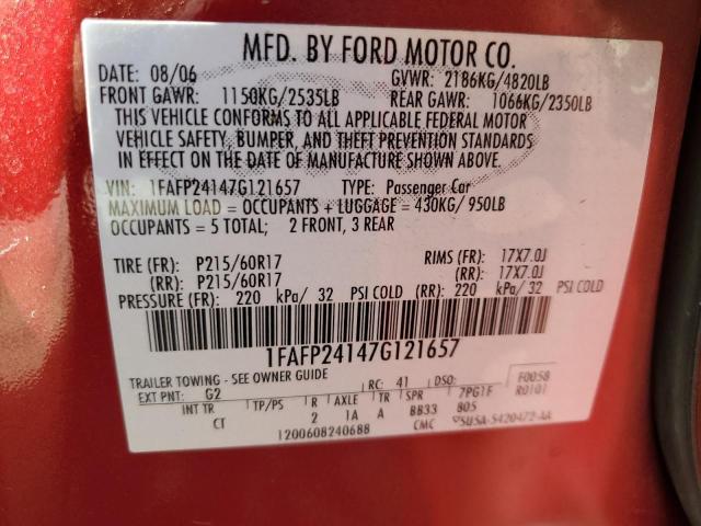 1FAFP24147G121657 2007 Ford Five Hundred Sel