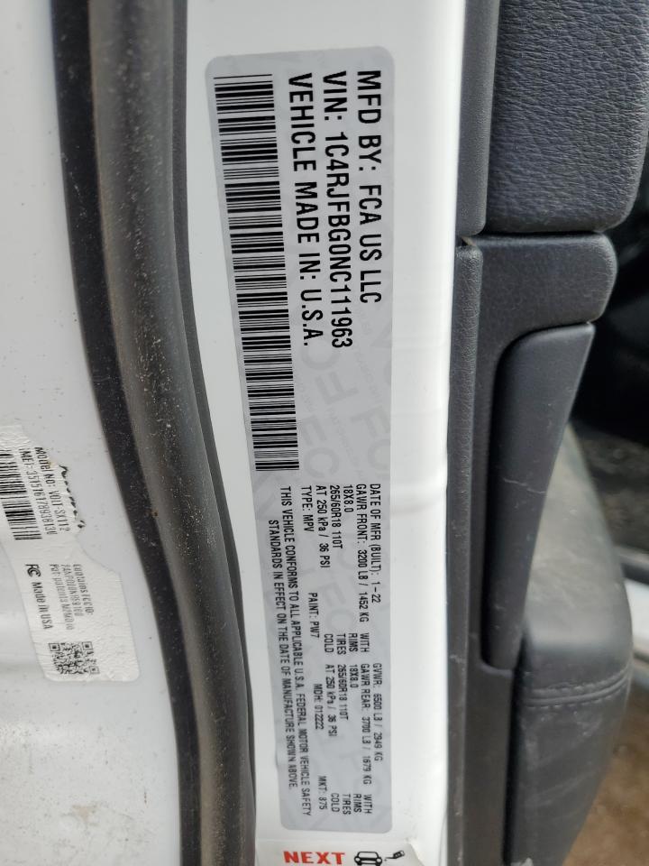 1C4RJFBG0NC111963 2022 Jeep Grand Cherokee Limited