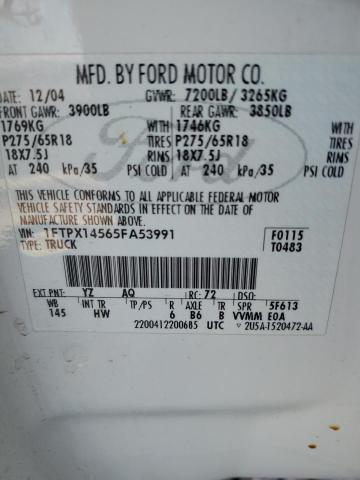 2005 Ford F150 VIN: 1FTPX14565FA53991 Lot: 58526264