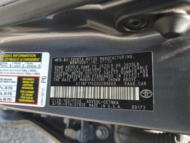 VIN 4T1BF1FK0DU289669 2013 Toyota Camry, L no.12