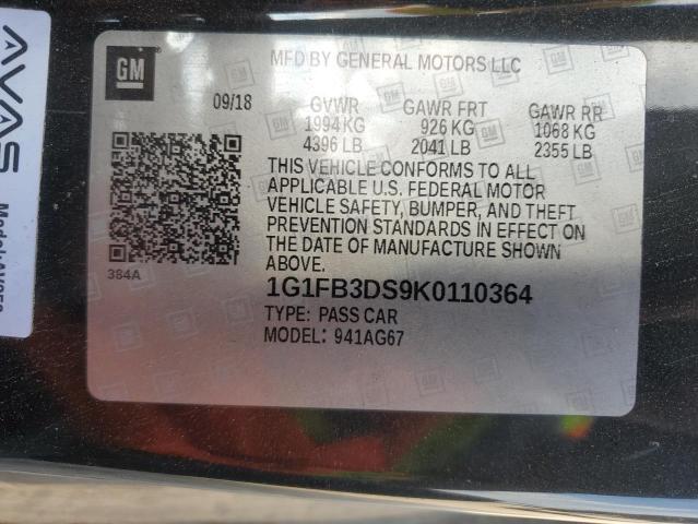 2019 Chevrolet Camaro Ls VIN: 1G1FB3DS9K0110364 Lot: 59289654