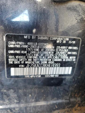 2019 SUBARU FORESTER JF2SKACC8KH474993