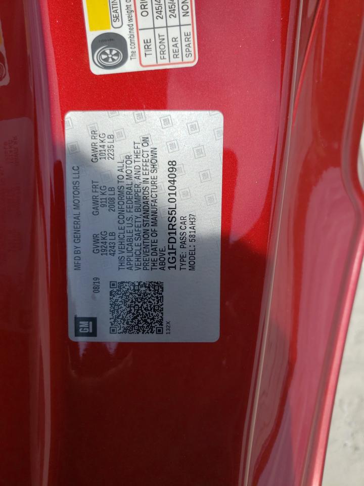 1G1FD1RS5L0104098 2020 Chevrolet Camaro Lt