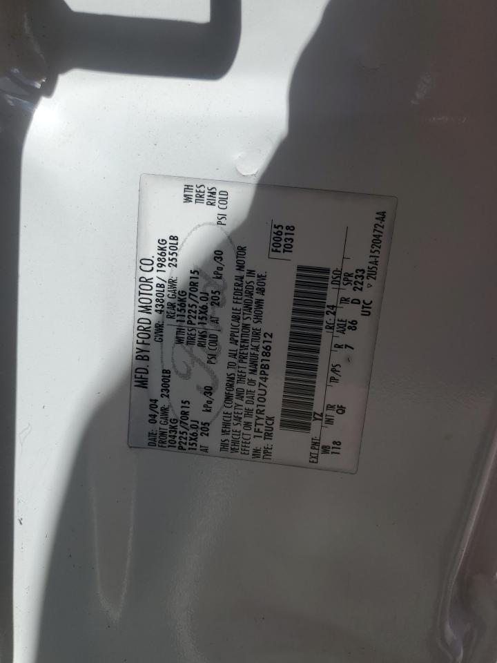 1FTYR10U74PB18612 2004 Ford Ranger