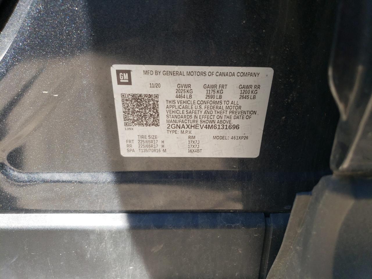 2GNAXHEV4M6131696 2021 Chevrolet Equinox Ls
