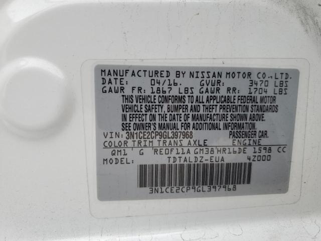 2016 Nissan Versa Note S VIN: 3N1CE2CP9GL397968 Lot: 60056404