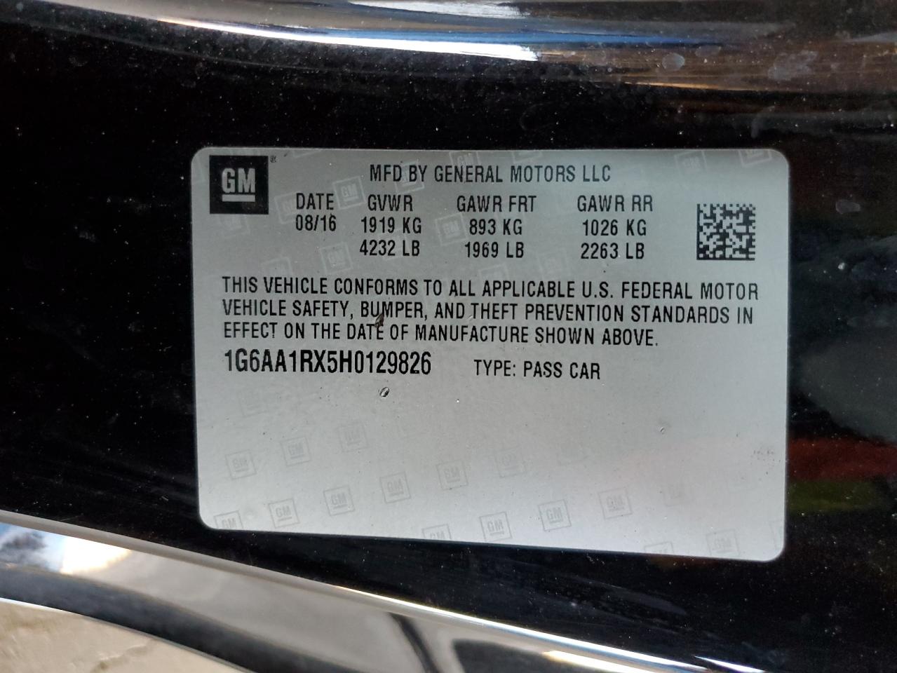 1G6AA1RX5H0129826 2017 Cadillac Ats