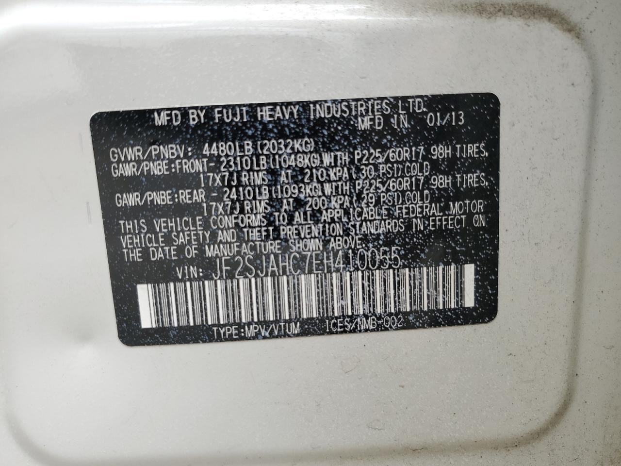 JF2SJAHC7EH410055 2014 Subaru Forester 2.5I Limited