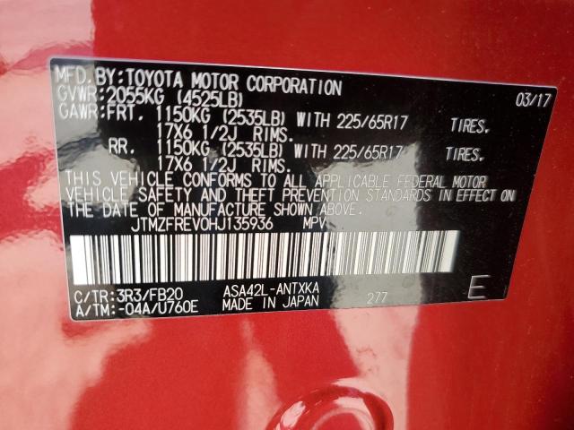 2017 TOYOTA RAV4 LE JTMZFREV0HJ135936  58273324