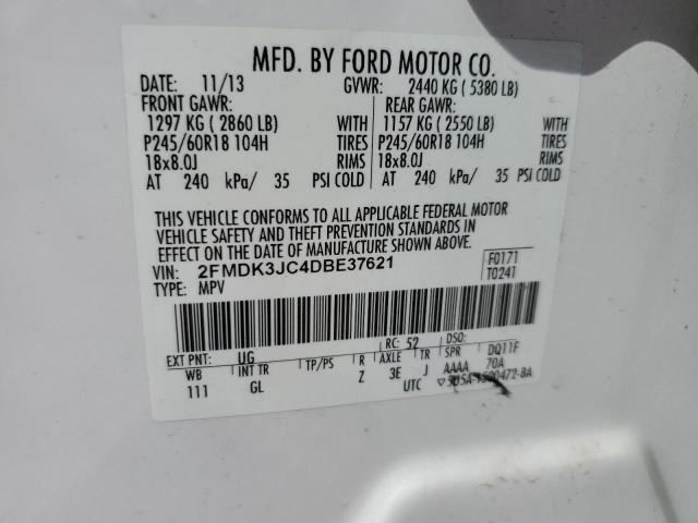 2013 Ford Edge Sel VIN: 2FMDK3JC4DBE37621 Lot: 57834614