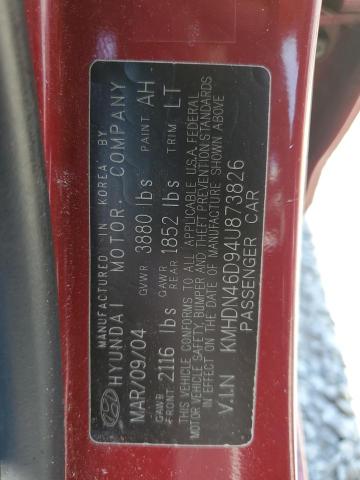2004 Hyundai Elantra Gls VIN: KMHDN46D94U873826 Lot: 59092684